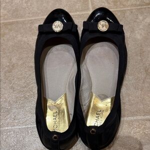 Michael Kors Black Flats with Gold Accents